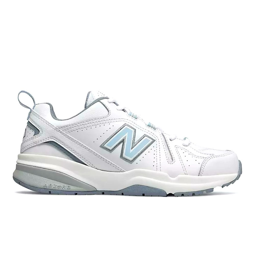 NB 608 white leather trainer Sneakers blue ribbon size 6W